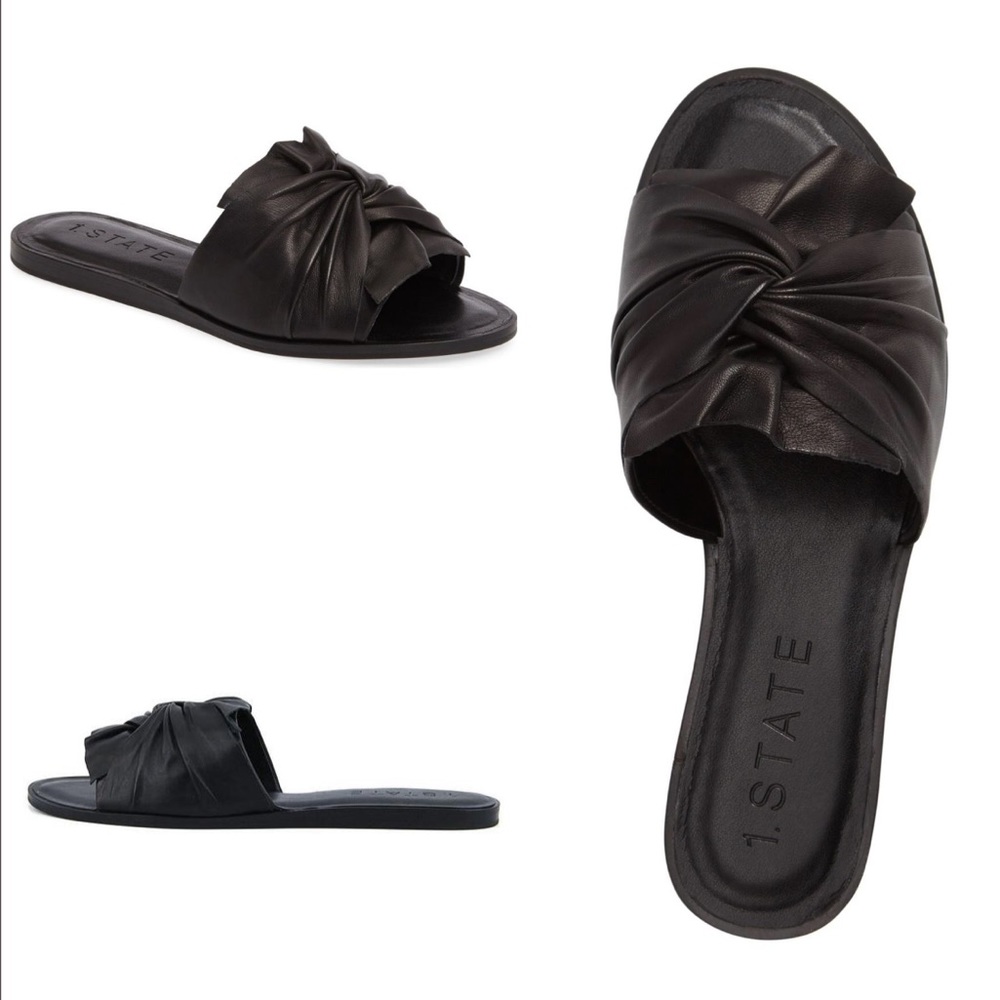 1. STATE Chevonn Open Toe Black Slides Sandal